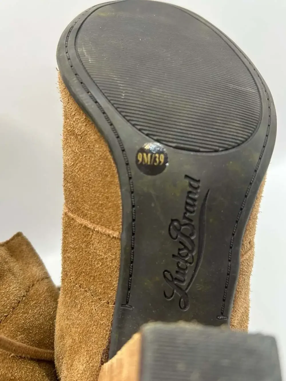 Lucky Brand Brown Suede Lace-Up Heeled Ankle Booties
